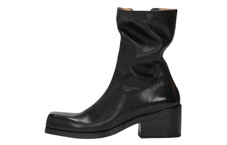 Marsèll Cassello 'Black Square-Toe Leather Ankle Boot' MM4340193666