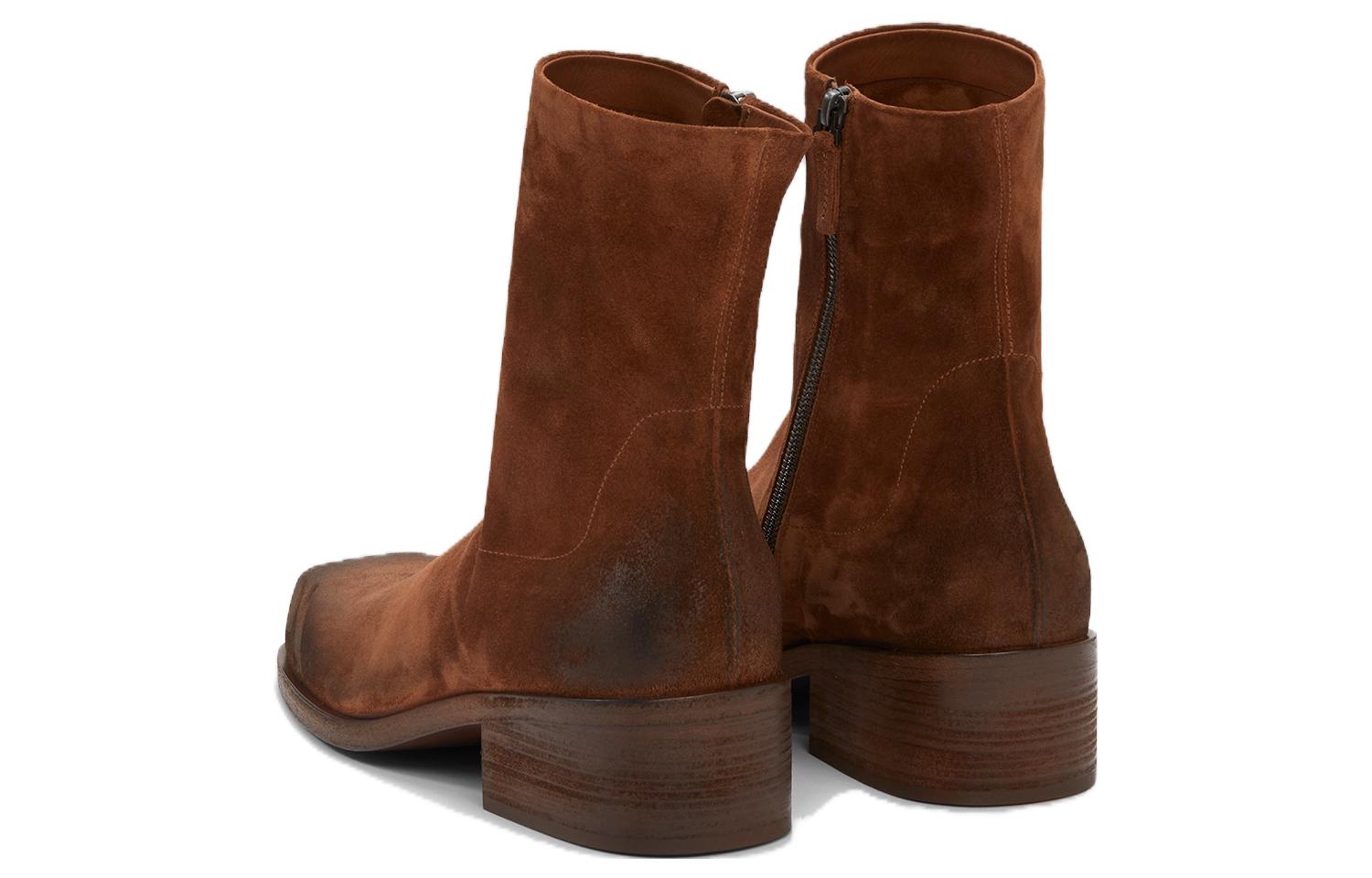Marsèll Cassello 'Brown Suede Zippered Square Toe Boots' 圖 4