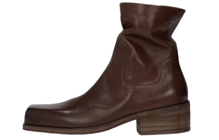 Marsèll Cassello 'Dark Brown Square-Toe Leather Ankle Boot' MM4340169445