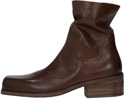 Marsèll Cassello 'Dark Brown Square-Toe Leather Ankle Boot' MM4340169445 Marsèll Cassello 'Dark Brown Square-Toe Leather Ankle Boot' MM4340169445