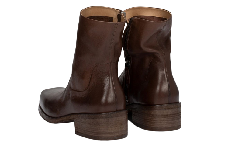 Shop Marsèll Cassello 深棕色方头皮革短靴 MM4340169445
