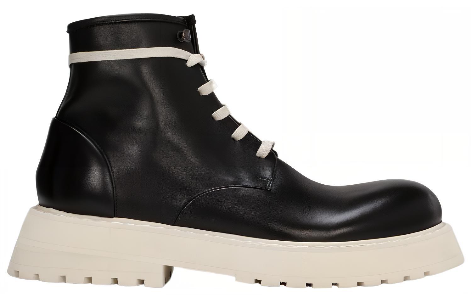 Marsèll Leather Lace-Up Ankle Boots 'Black and White' 圖 2