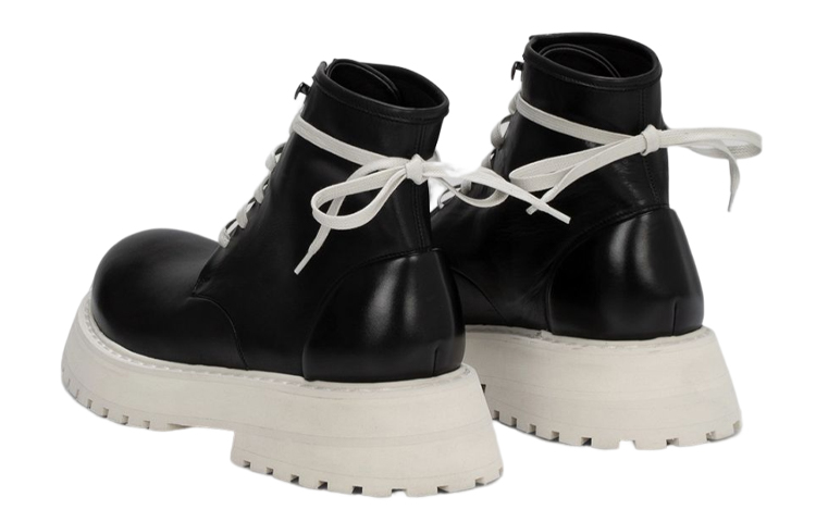 Marsèll Leather Lace-Up Ankle Boots 'Black and White' 圖 4