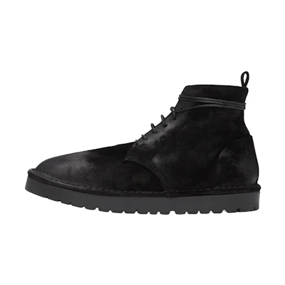 Marsèll Leather Lace-Up Flat Ankle Boots 'Black'