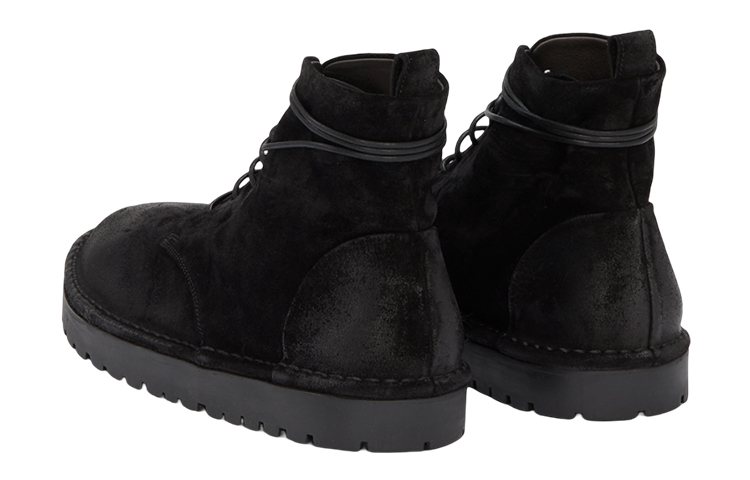 Marsèll Leather Lace-Up Flat Ankle Boots 'Black' 圖 4