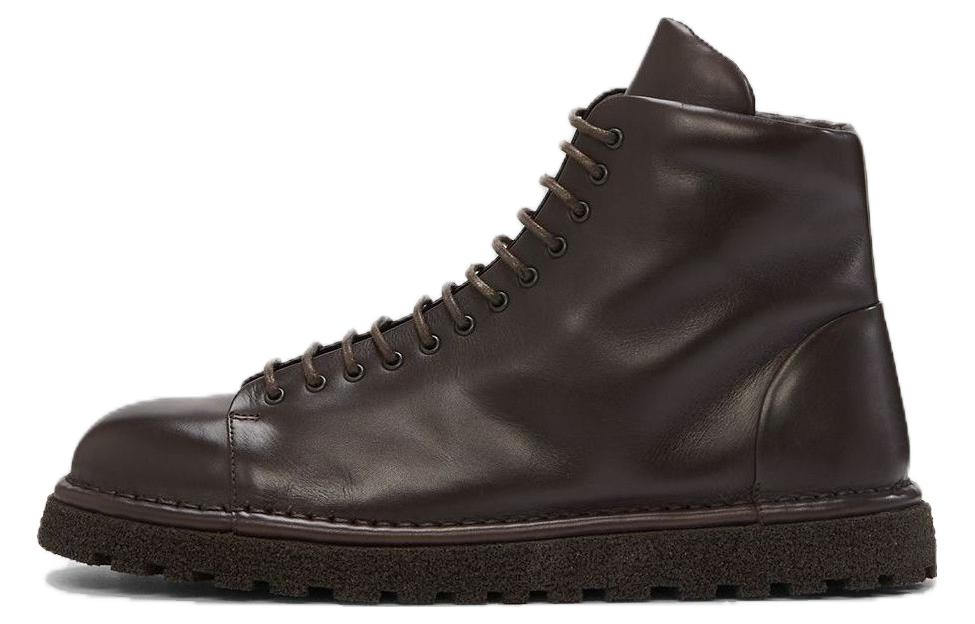 Marsèll Leather Lace-Up Round Toe Boots 'Dark Brown'
