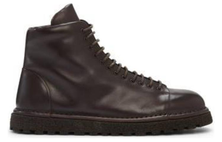 Marsèll Leather Lace-Up Round Toe Boots 'Dark Brown' 圖 2