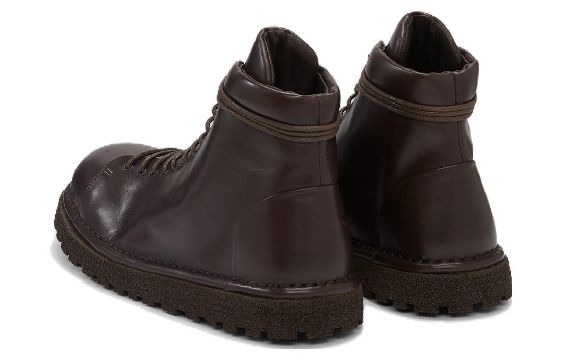 Marsèll Leather Lace-Up Round Toe Boots 'Dark Brown' 圖 4