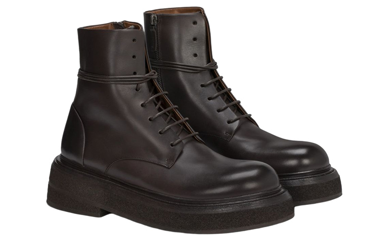 Marsèll Leather Low-Top Lace-Up Boots 'Black' 圖 4