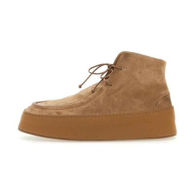 Marsèll Leather Round Toe Lace-Up Ankle Boots 'Brown'
