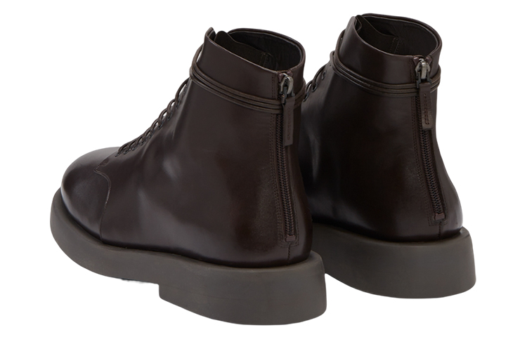 Shop Marsèll馬塞爾 皮革 圓頭拉鍊 短靴 男款 棕色