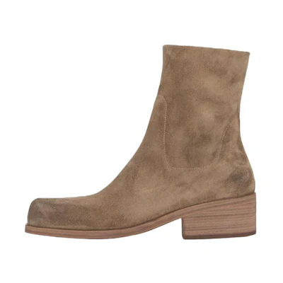 Marsèll Leather Square Toe Zip Boot 'Light Brown'