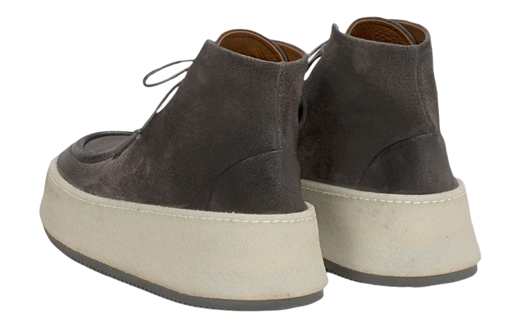 Shop Marsèll 莫瑟 爸爸拿 绒面革系帶短靴 深灰色