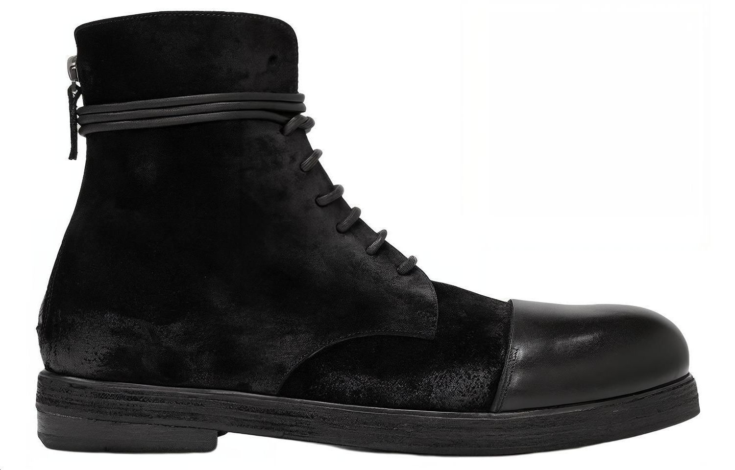 Marsèll Suede Fashion Lace-Up Ankle Boots 'Black' 圖 2