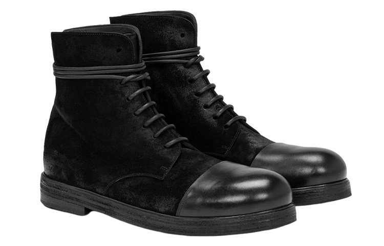 Marsèll Suede Fashion Lace-Up Ankle Boots 'Black' 圖 3