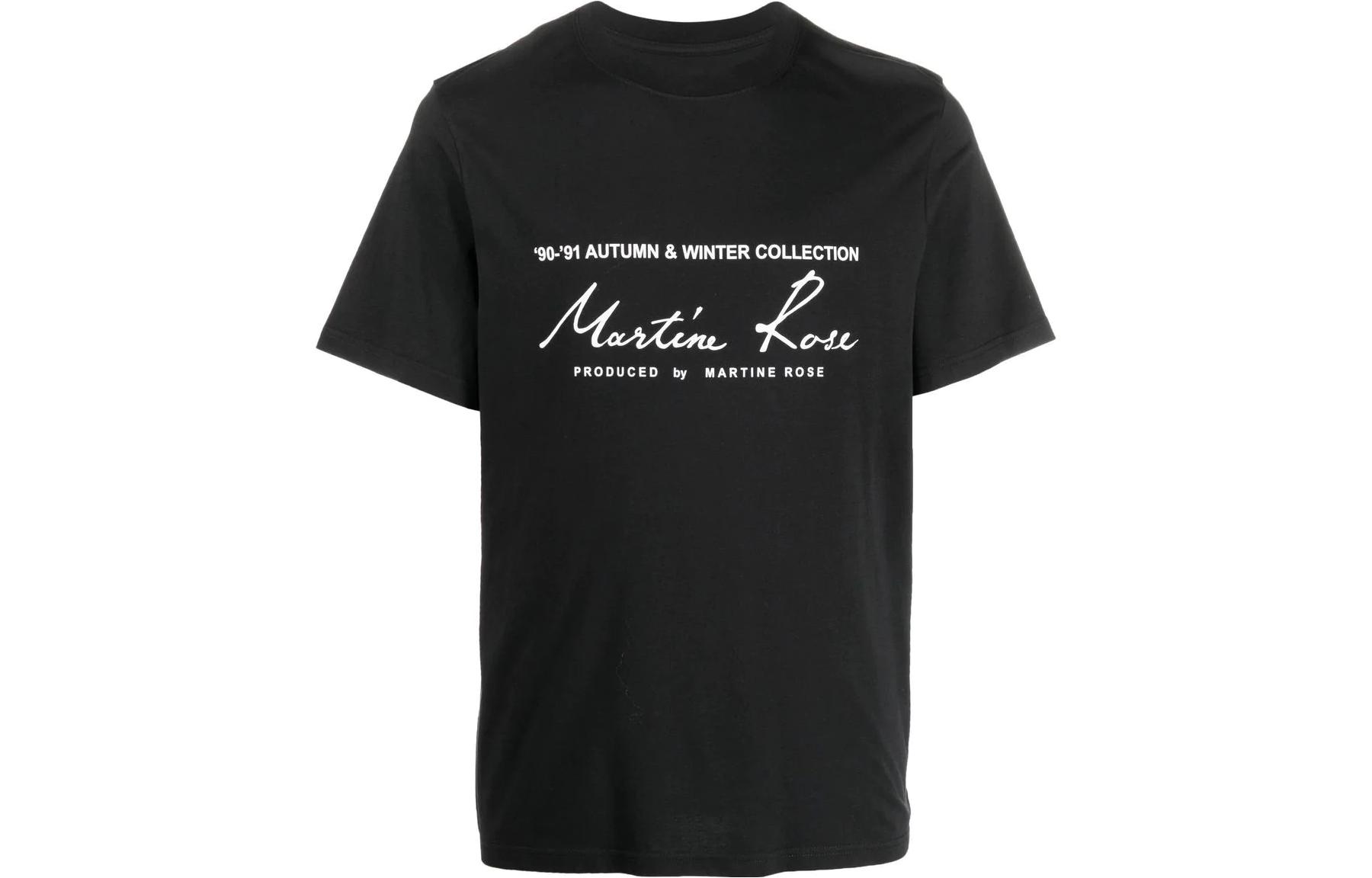 Martine Rose FW22 Colorblock Logo Print Unisex Crewneck T-Shirt CMR603JCCBLACK