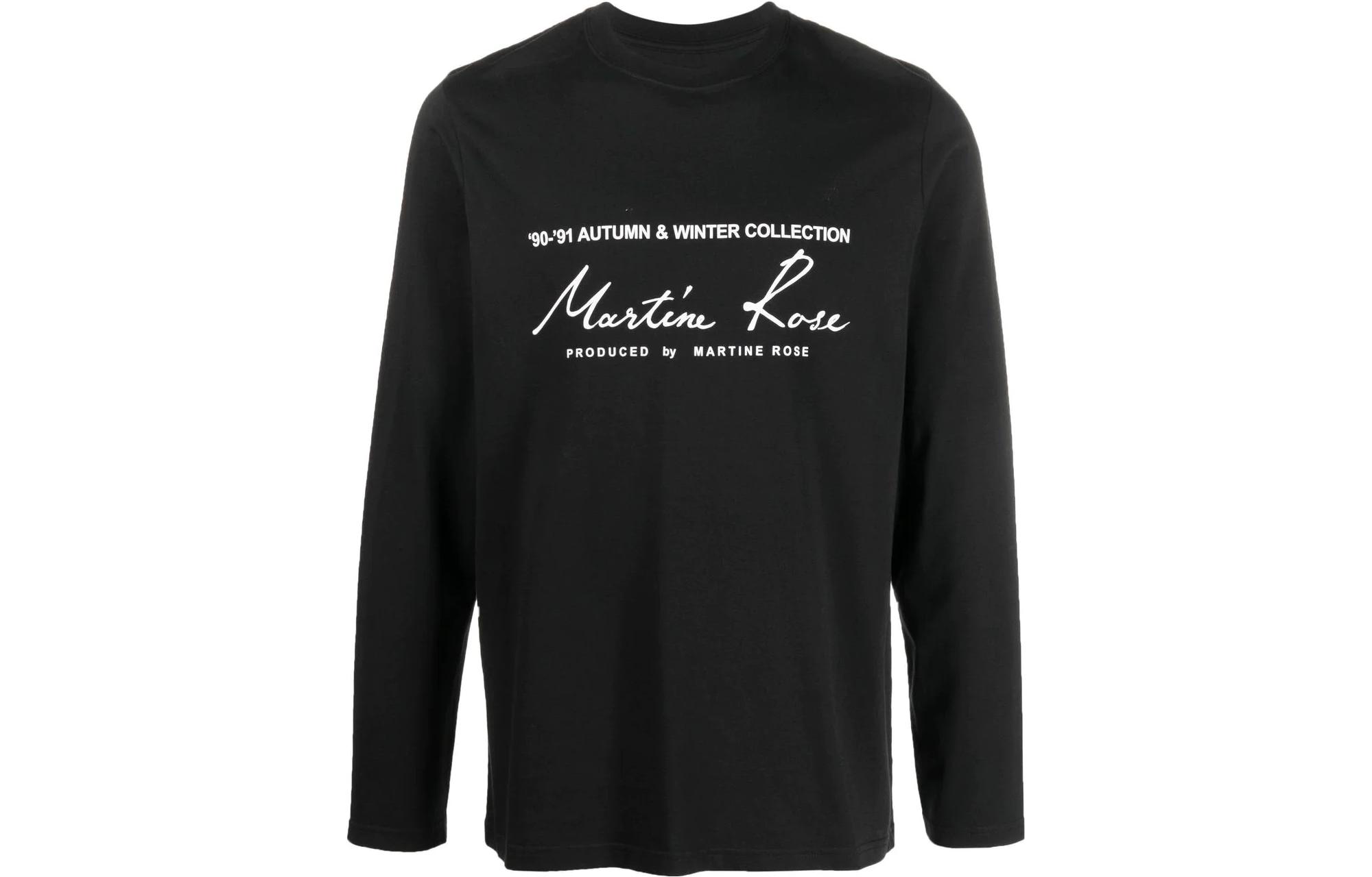 Martine Rose FW22 Colorblock Logo Print Unisex Long-Sleeve T-Shirt - Black. CMR604JCCBLACK