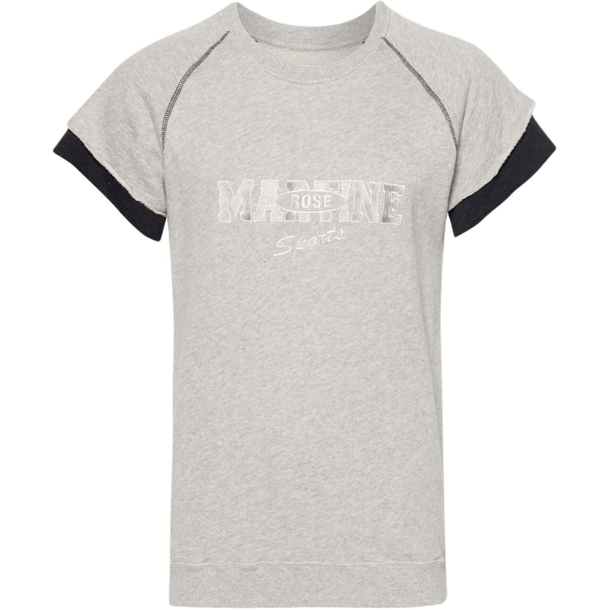 Martine Rose SS24 Logo Embroidered Layered Knit Raglan Tee Unisex - Grey. MRSS24623-GREY