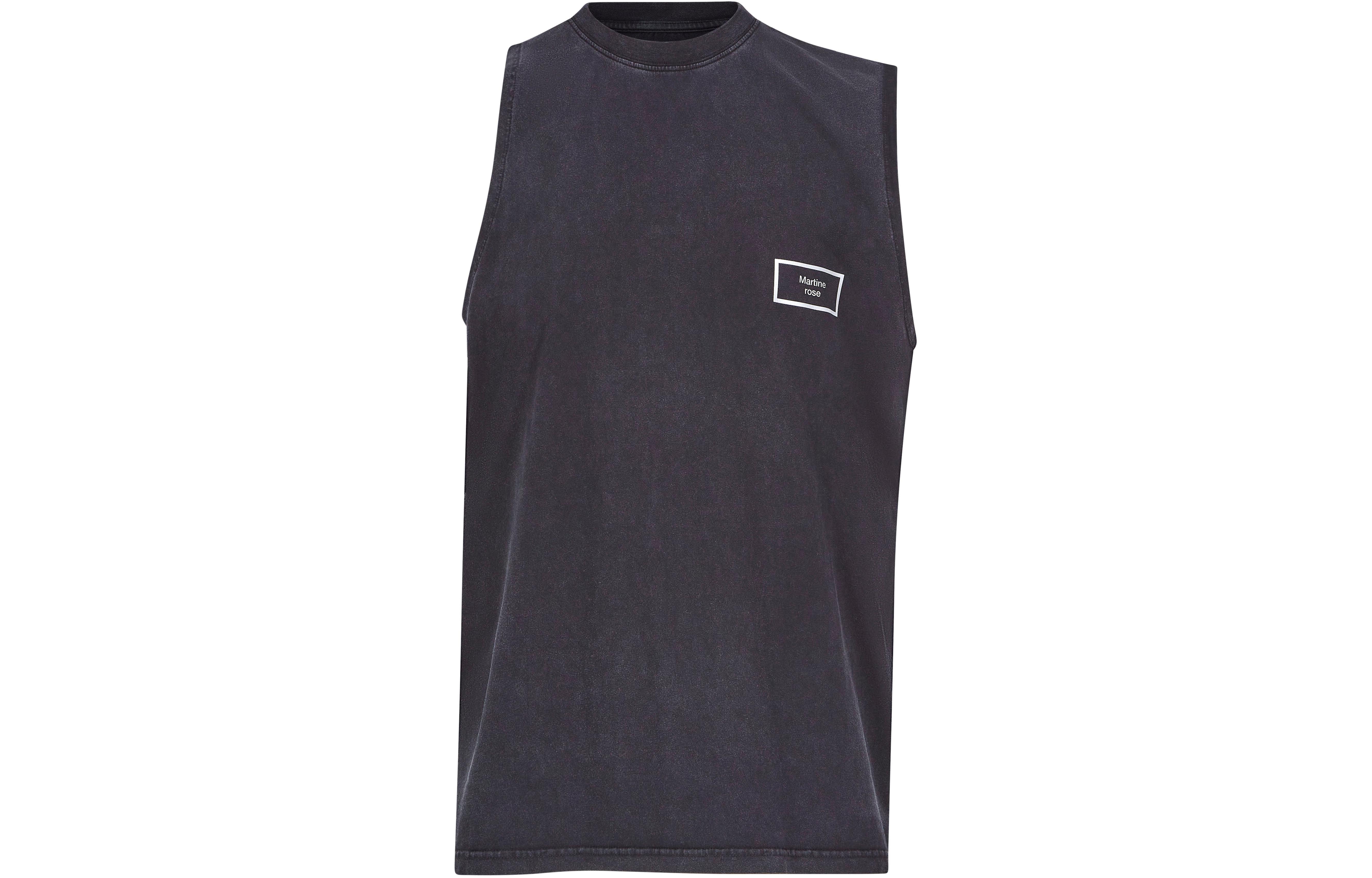 Martine Rose SS24 Small Logo Silicone Print Unisex Black Tank Top. CMRSS24622-BLPIDY
