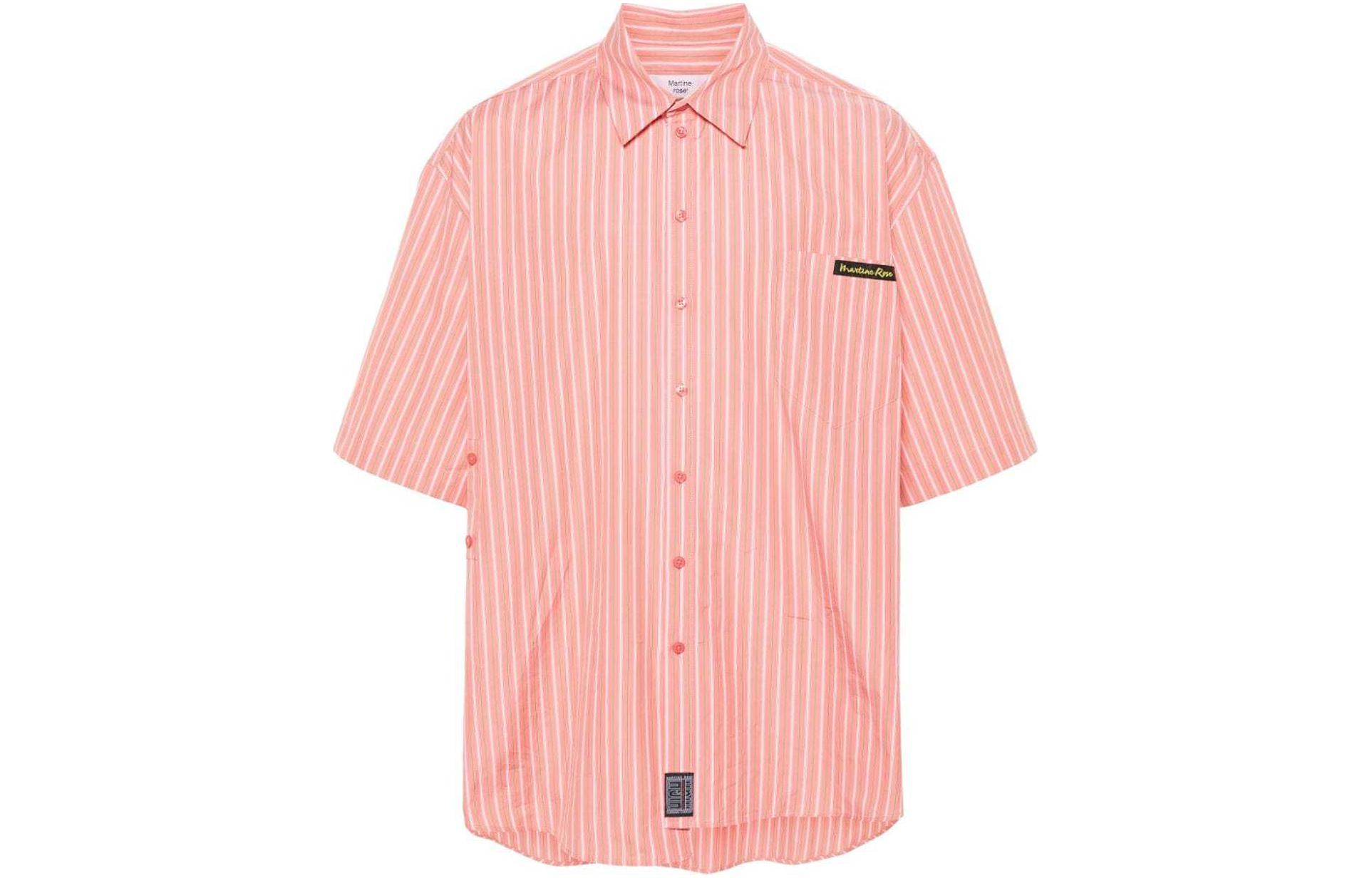 Martine Rose SS24 Striped Comfort Collared Button-Up Shirt Unisex Peach Pink. MRSS24440A-PINK