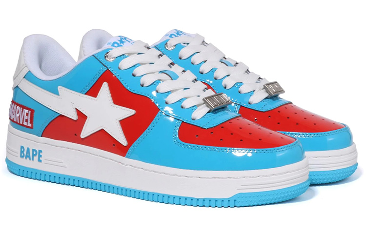 Order MARVEL/漫威 x A BATHING APE STA 潮流漫威聯名 美國隊長 時尚板鞋 男款 白藍紅