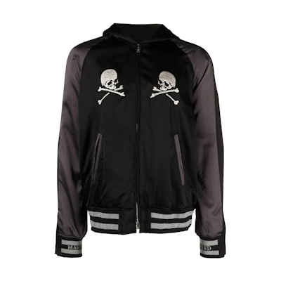 Mastermind SS24 Black Hoodie Jacket with Logo Embroidery for Men MJ23E10-SW040-208