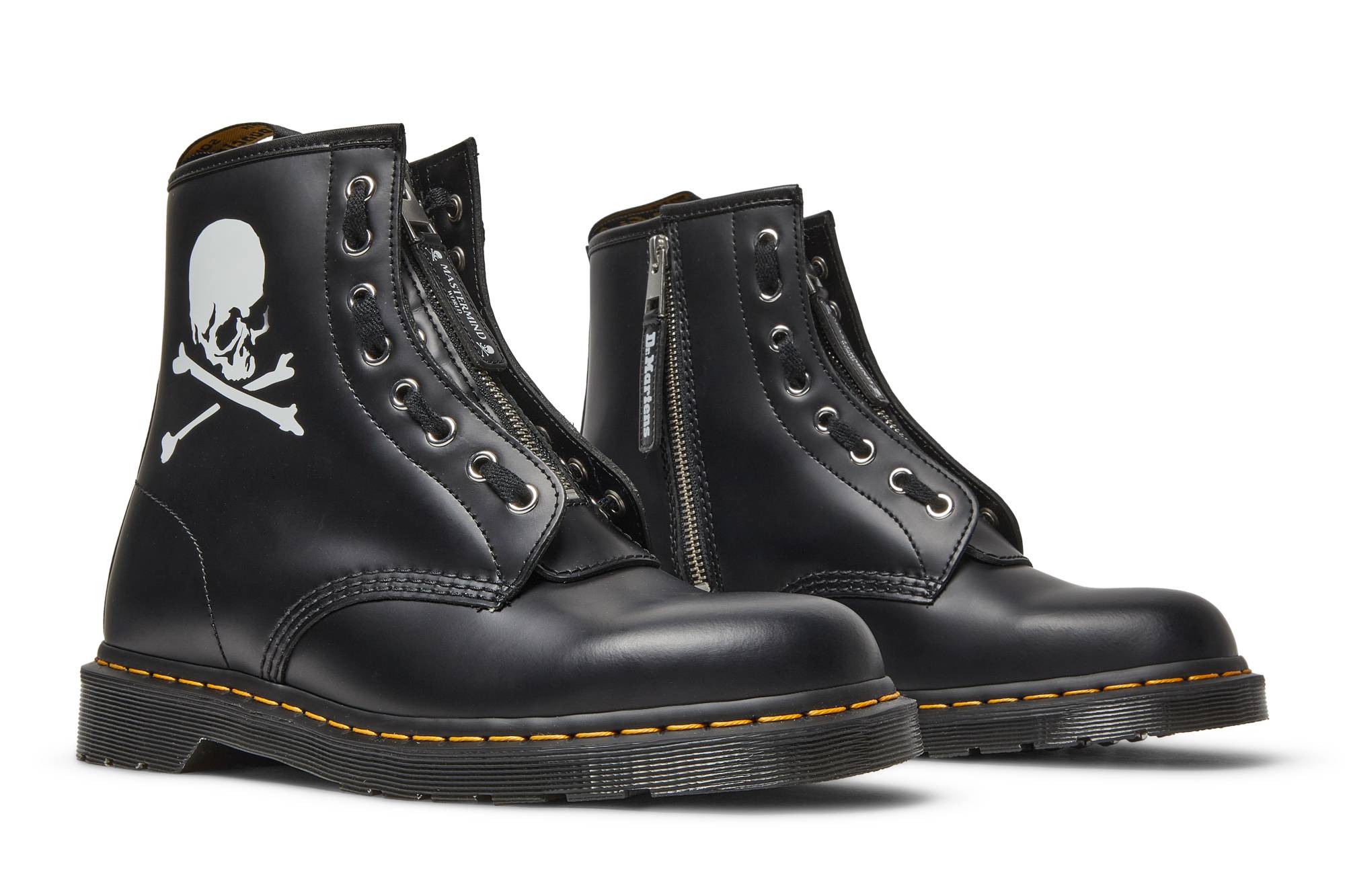 Cheap Mastermind x Dr. Martens 1460 Sepatu Boots Kulit 'Black Skull' 26516009