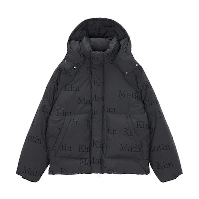 MATIN KIM Alphabet Print Unisex Long Sleeve Puffer Jacket Charcoal. MK239ODW005MCH