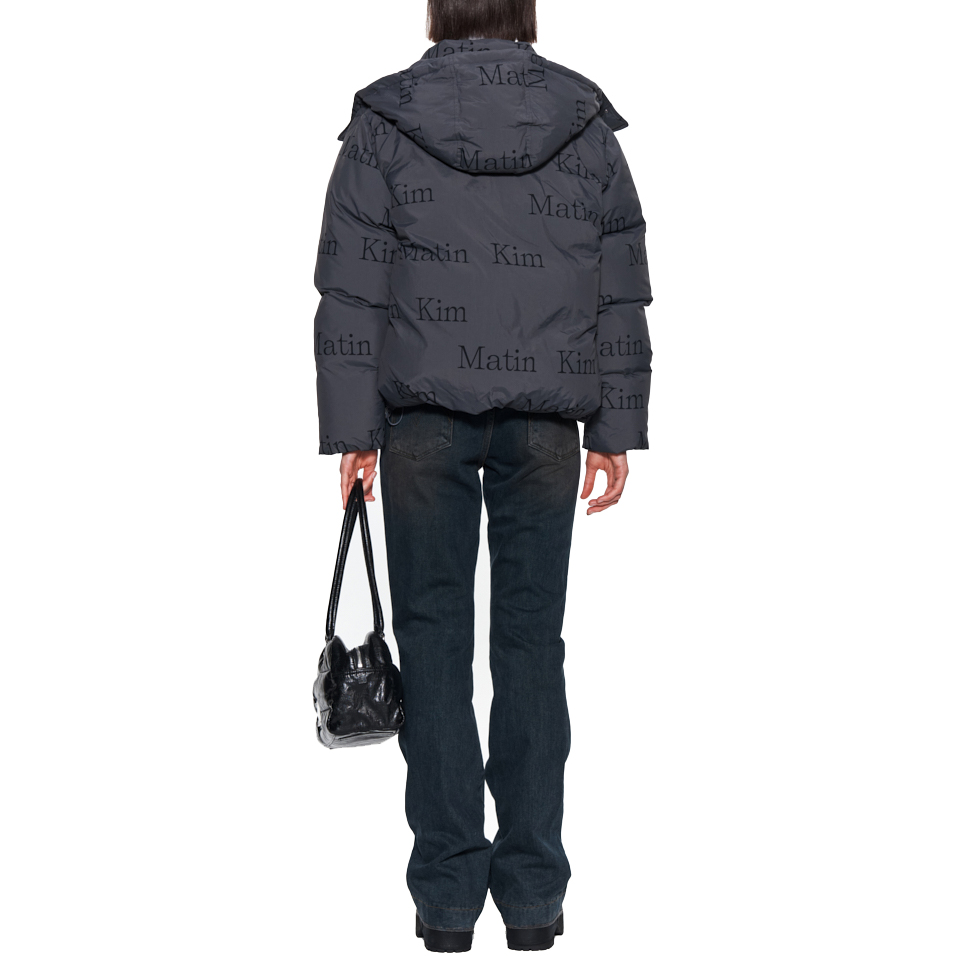 Details for MATIN KIM Jaket Puffer Lengan Panjang Unisex Motif Huruf Warna Charcoal. MK239ODW005MCH
