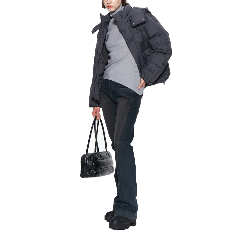 Cheap MATIN KIM Jaket Puffer Lengan Panjang Unisex Motif Huruf Warna Charcoal. MK239ODW005MCH