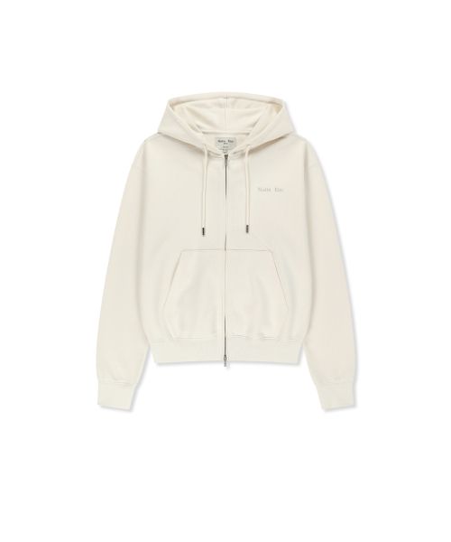 Matin Kim Back Logo Essential Zip-Up Hoodie in Ivory MK2600JP303VIV