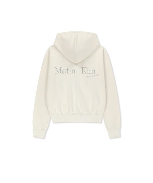 Order Matin Kim Back Logo Essential Zip-Up Hoodie in Ivory MK2600JP303VIV