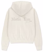 Order Matin Kim Back Logo Essential Zip-Up Hoodie in Ivory MK2600JP303VIV