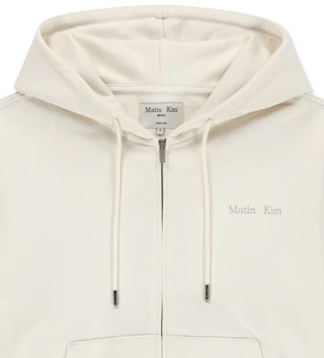 Matin Kim Back Logo Essential Zip-Up Hoodie in Ivory MK2600JP303VIV Lookbook Matin Kim Back Logo Essential Zip-Up Hoodie in Ivory MK2600JP303VIV