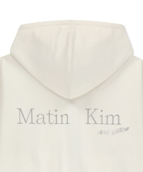 Purchase Matin Kim Back Logo Essential Zip-Up Hoodie in Ivory MK2600JP303VIV