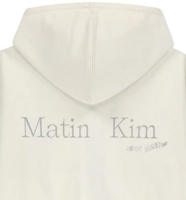 Matin Kim Back Logo Essential Zip-Up Hoodie in Ivory MK2600JP303VIV Purchase Matin Kim Back Logo Essential Zip-Up Hoodie in Ivory MK2600JP303VIV