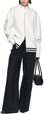 MATIN KIM Jaket Knit Zip-Up Logo Huruf Gading Unisex Gaya Vintage. MK2400CD016MIV Shop MATIN KIM Jaket Knit Zip-Up Logo Huruf Gading Unisex Gaya Vintage. MK2400CD016MIV