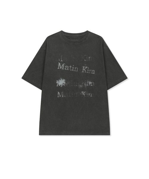 Matin Kim Pigment Graffiti Logo Top in Charcoal MK2634TS312UCH