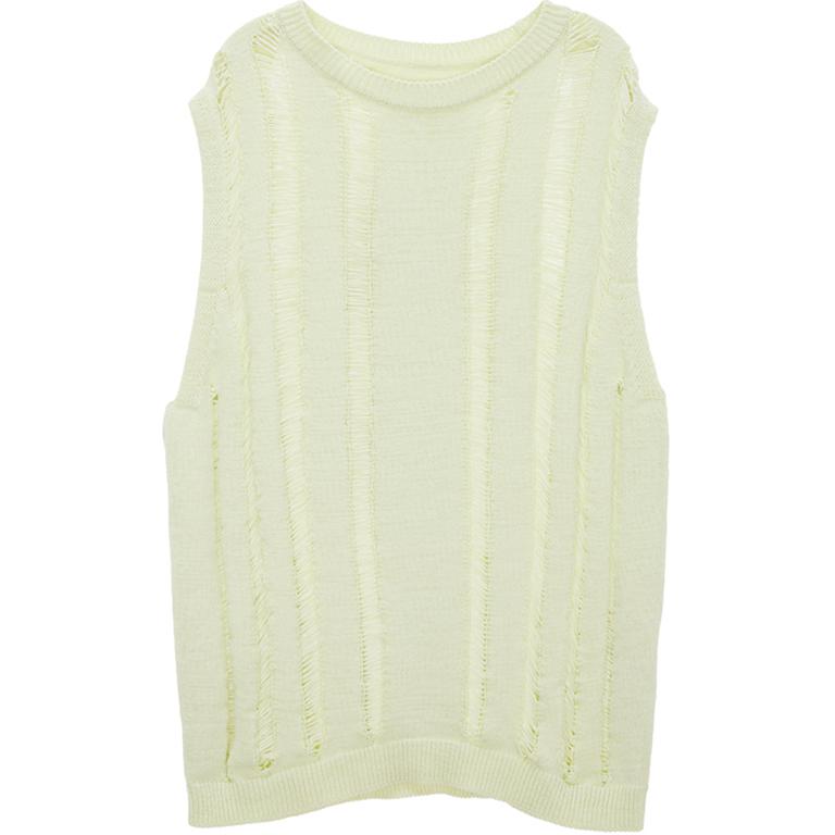 MATIN KIM Unisex Beige Crochet Knit Pullover Vest MK2334KV004M0LN
