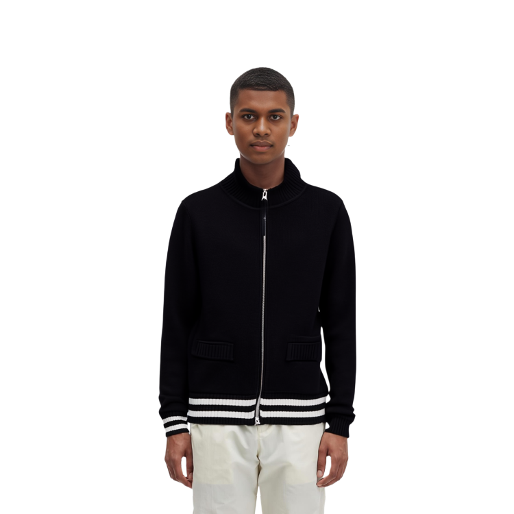 Shop 마틴킴 남녀공용 블랙 레터링 지퍼 디테일 빈티지 니트 가디건. MK2378CD016MBB