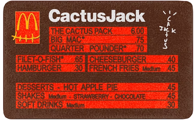 Mcdonald's x Travis Scott CJ Menu Rug Buy Mcdonald's x Travis Scott CJ Menu Rug
