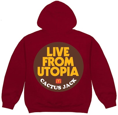 Mcdonald's x Travis Scott Live From Utopia Sticker Hoodie Burgundy Buy Mcdonald's x Travis Scott Live From Utopia Sticker Hoodie Burgundy