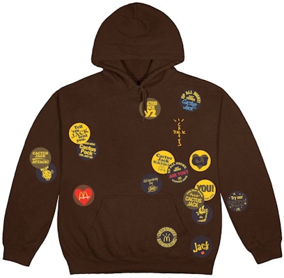 Mcdonald's x Travis Scott Sticker Bomb Hoodie Brown Buy Mcdonald's x Travis Scott Sticker Bomb Hoodie Brown