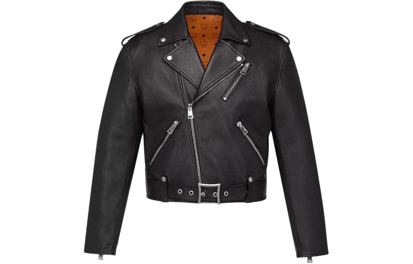 Order MCM  Cropped Lamb Leather Rider Jacket in Black. MHJESMM04BK0
