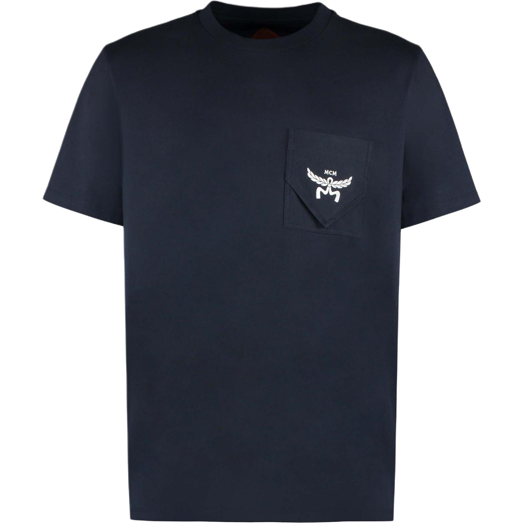 MCM  Navy Blue Logo Print Casual T-Shirt MHTESBC02VD