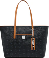 MCM Anya Top Zip Shopper Visetos Cognac Medium Black MCM Anya Top Zip Shopper Visetos Cognac Medium Black