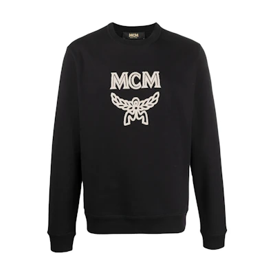 MCM Black Half-Zip Logo Print Jacket with Mock Neck Long Sleeve MHJ9SMM13BK