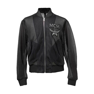 MCM Black Solid Color Embroidered Badge Zip-Up Jacket MHJ9SMM13BK0
