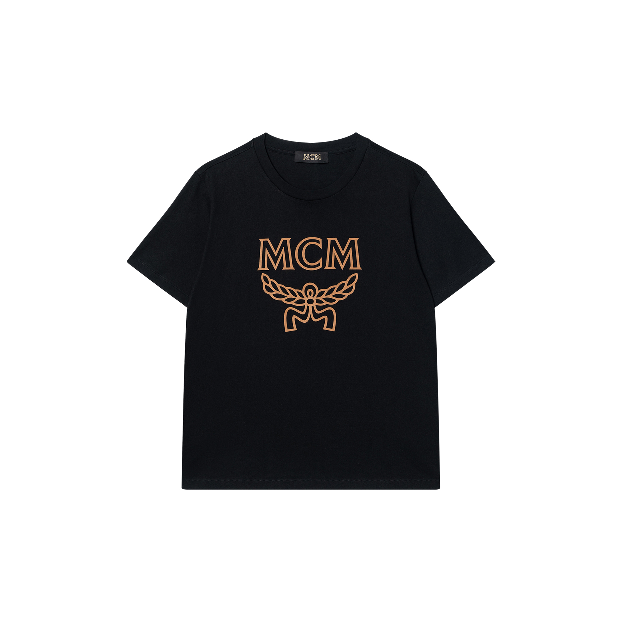 MCM Black Loose Fit Letter Logo Crewneck T-Shirt. MHTBSMM09-B200