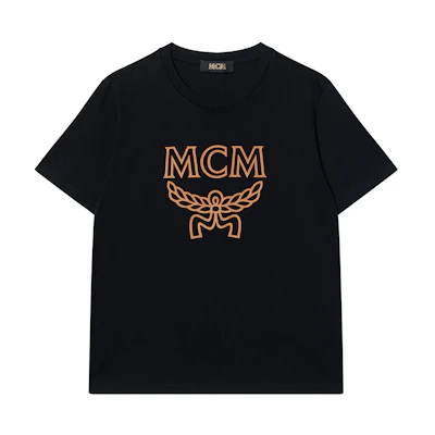 MCM Black Loose Fit Letter Logo Crewneck T-Shirt. MHTBSMM09-B200